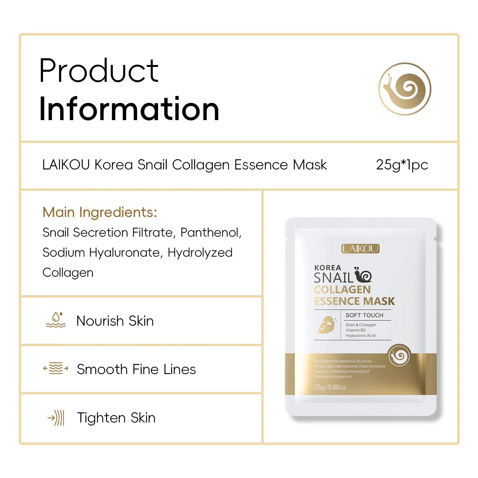 Masque en feuille de mucine d' - Snail Mucin Essence avis et prix