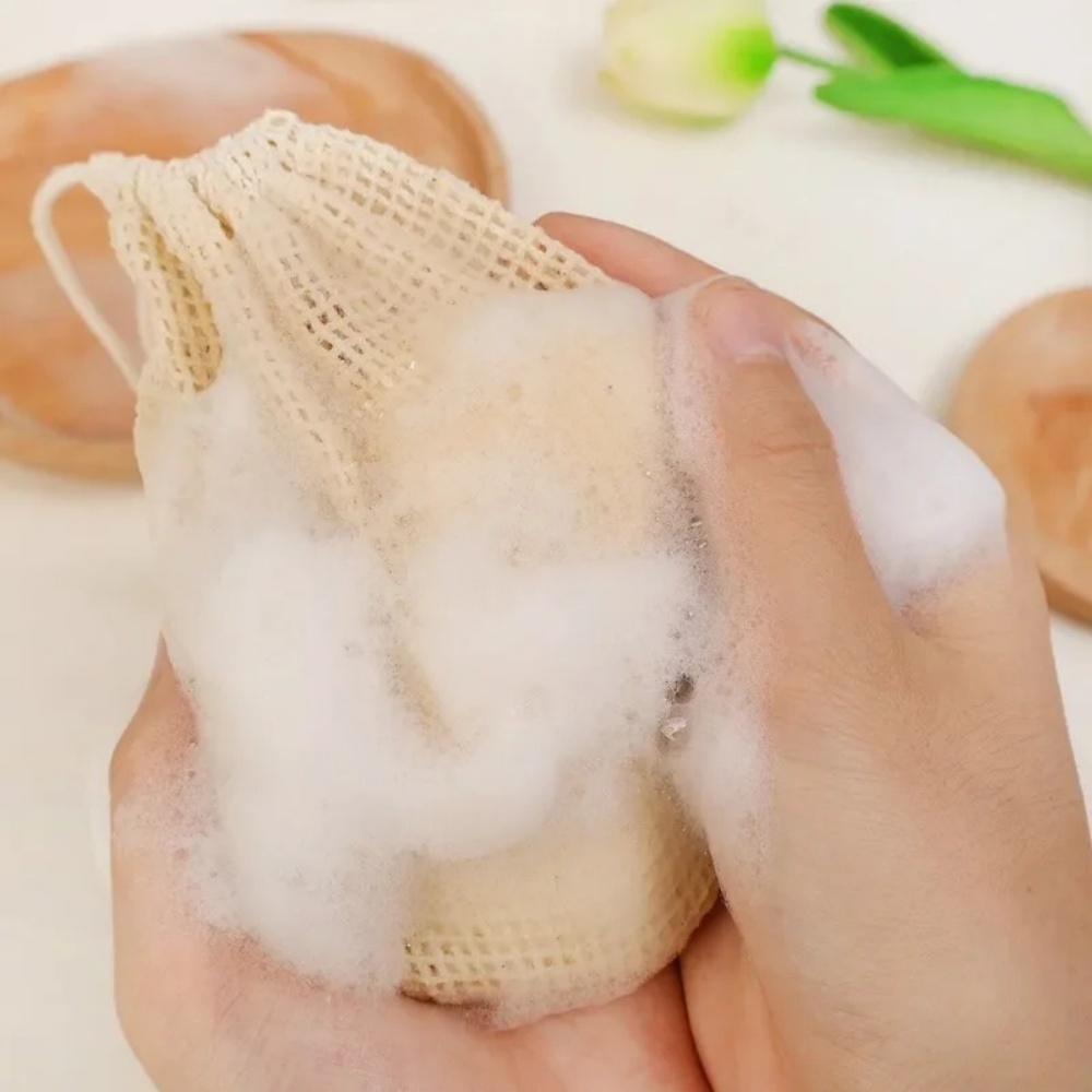 Sac à savon en coton naturel é - Skincare D'Alba avis et prix